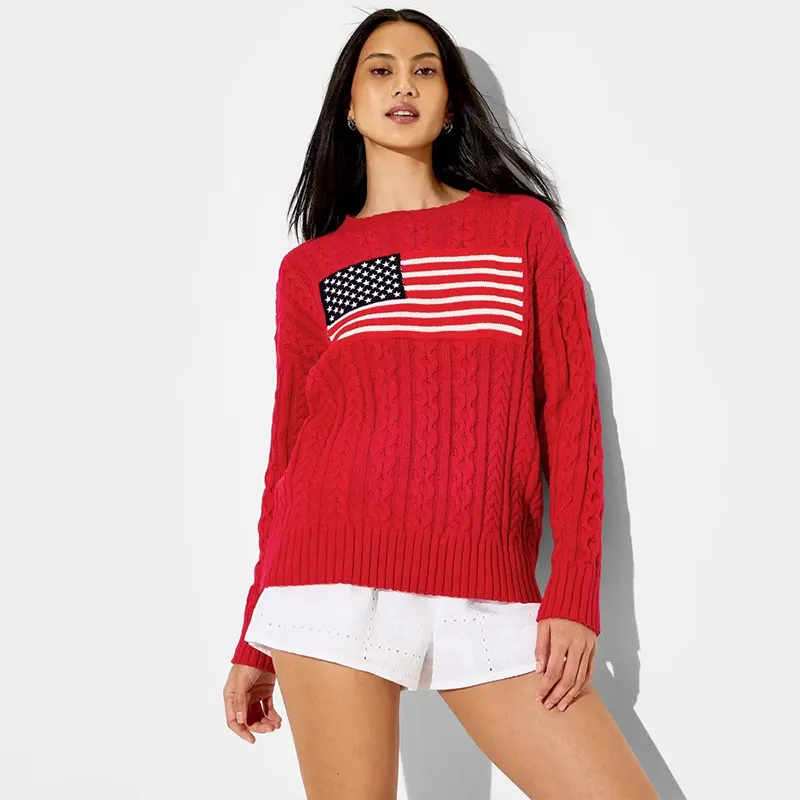 Womens Wild Fable Crewneck American Flag Pullover Sweater - Image 2
