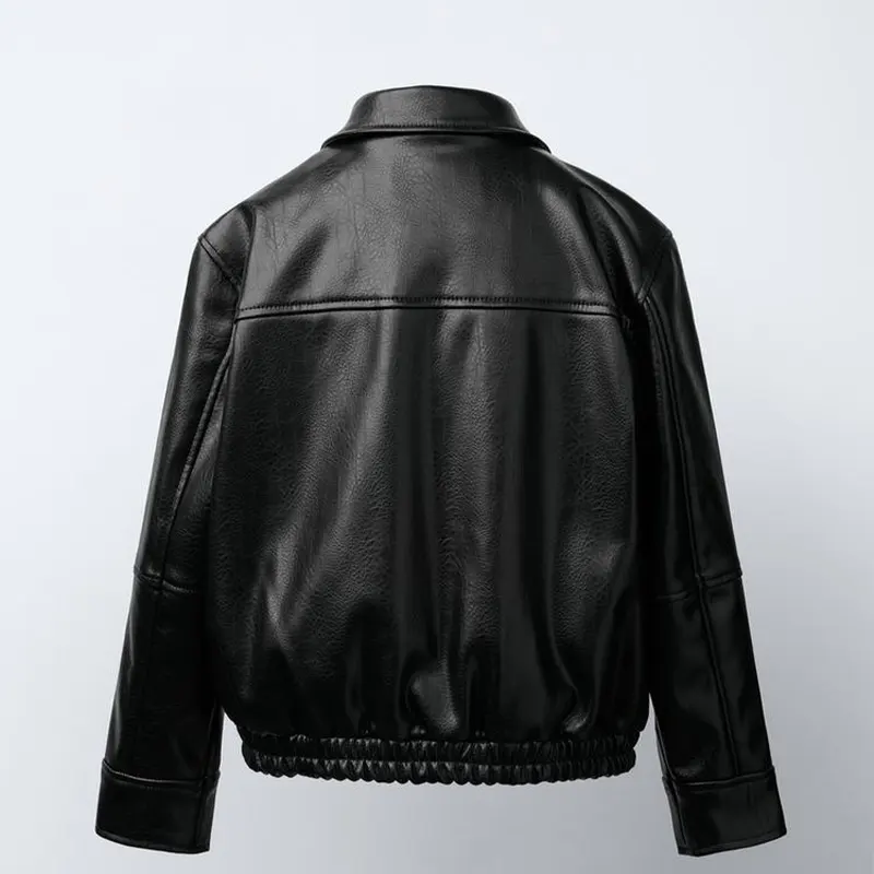 Zara Faux Leather Bomber Jacket - Image 3