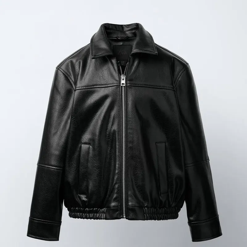 Zara Faux Leather Bomber Jacket