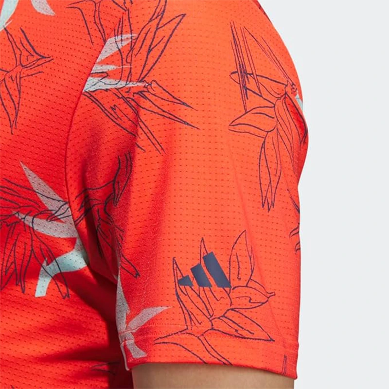 Adidas Men’s Oasis Mesh Orange Polo Shirt - Image 2