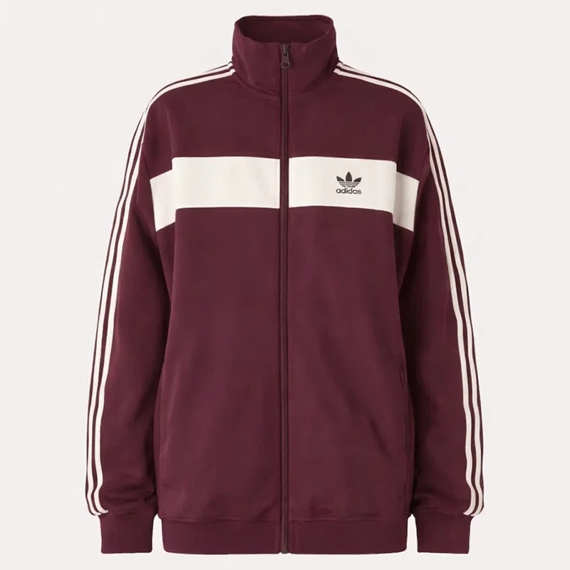 Adidas Retro Fleece Track Burgundy Jacket