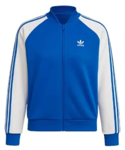 Adidas Three-Stripe Blue And White Track Jacket