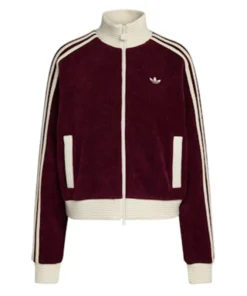 Adidas Women’s Velour Knit Track Top Maroon Jacket