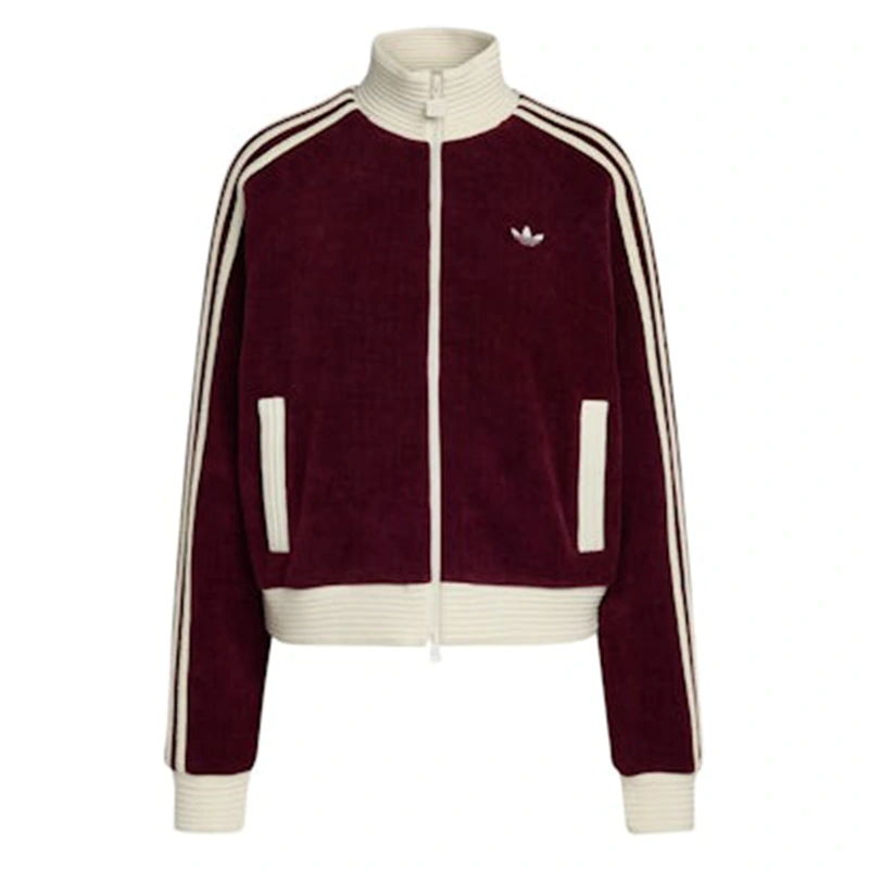 Adidas Women’s Velour Knit Track Top Maroon Jacket