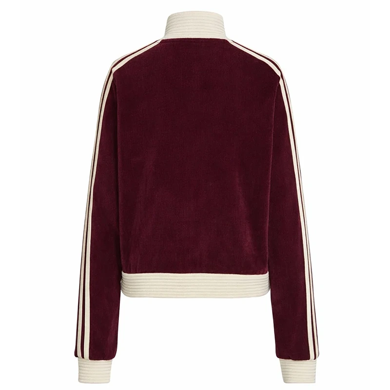 Adidas Women’s Velour Knit Track Top Maroon Jacket - Image 2
