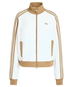 Adidas Women’s Velour Knit Track Top Off White Jacket