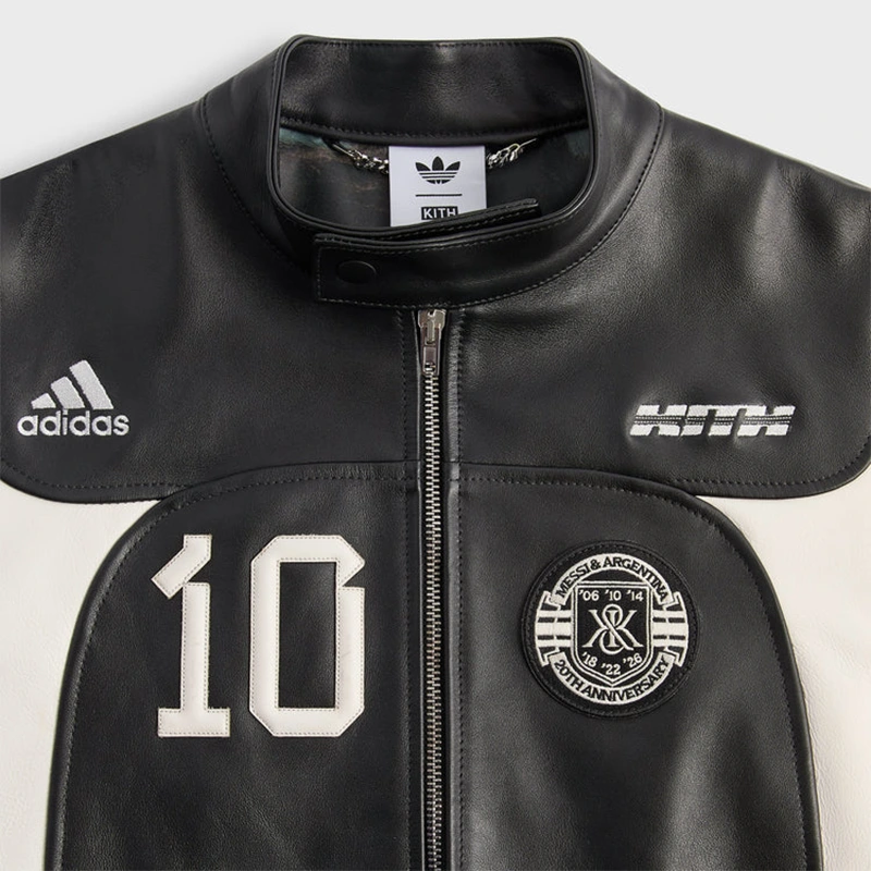 Adidas x Kith & Messi Football Leather Biker Jacket - Image 3