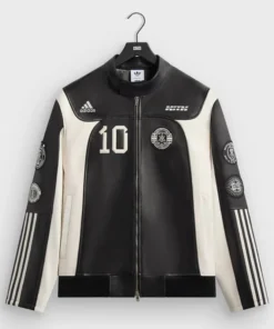 Adidas x Kith & Messi Football Leather Biker Jacket