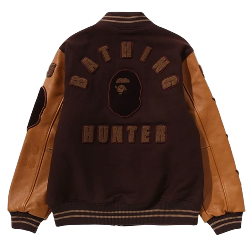 BAPE x Bounty Hunter Brown Varsity Jacket - Image 2