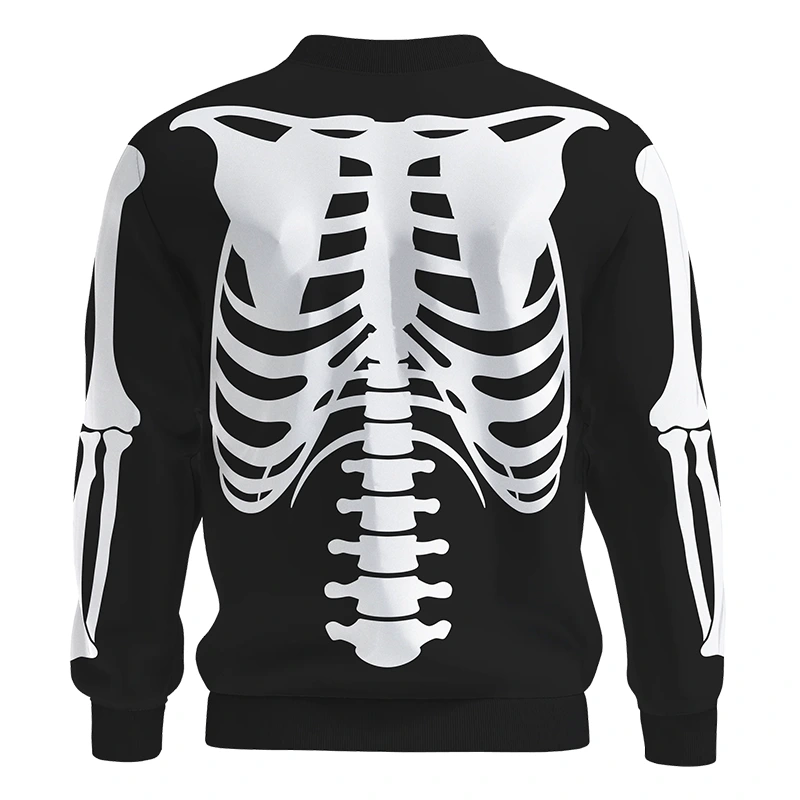 Black & White Skeleton Bomber Jacket - Image 2