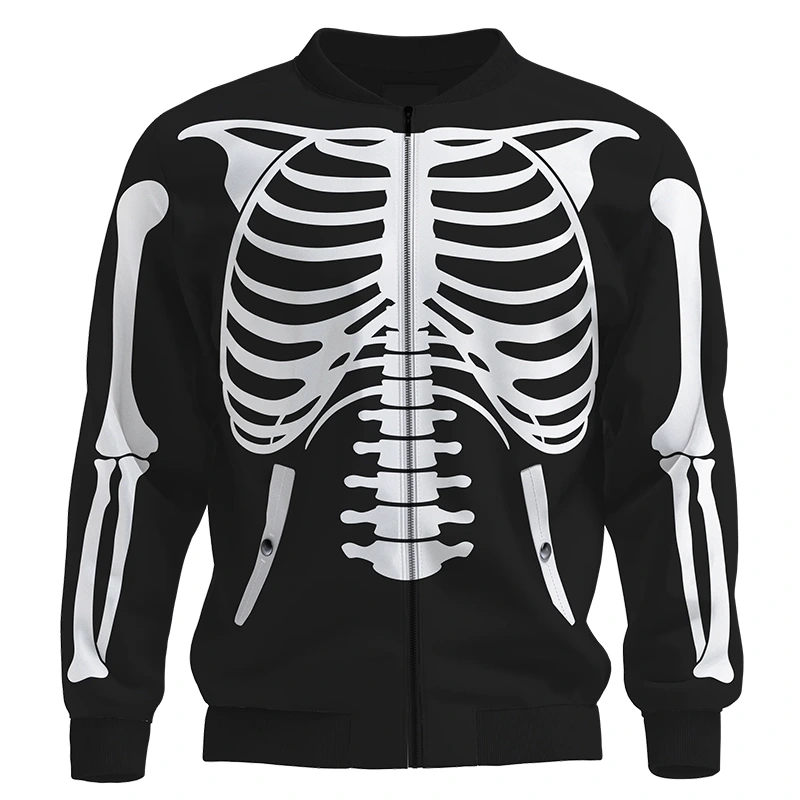 Black & White Skeleton Bomber Jacket