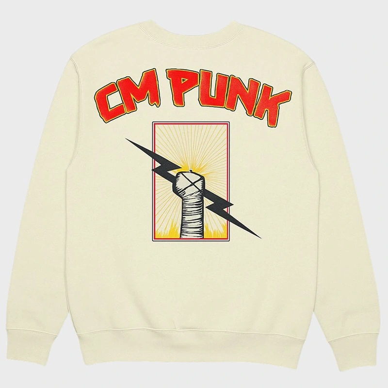CM Punk White pullover Sweatshirt - Image 2