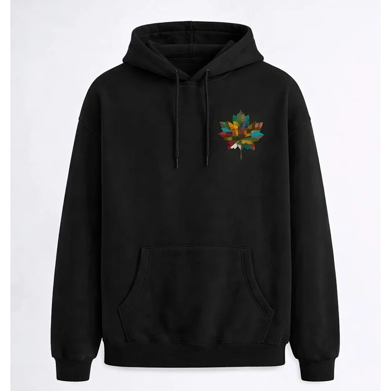Canada Pride Tartan Leaf Print Black Hoodie - Image 2