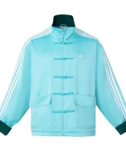 Chinese New Year Style Button Stripe Denim Jacket