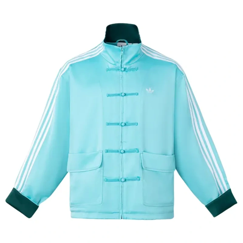 Chinese New Year Style Button Stripe Denim Jacket