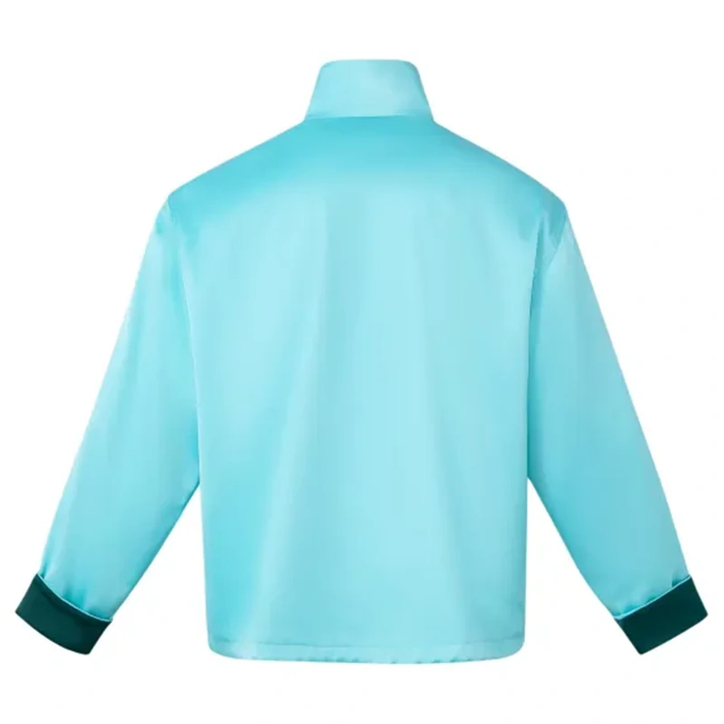 Chinese New Year Style Button Stripe Denim Jacket - Image 2