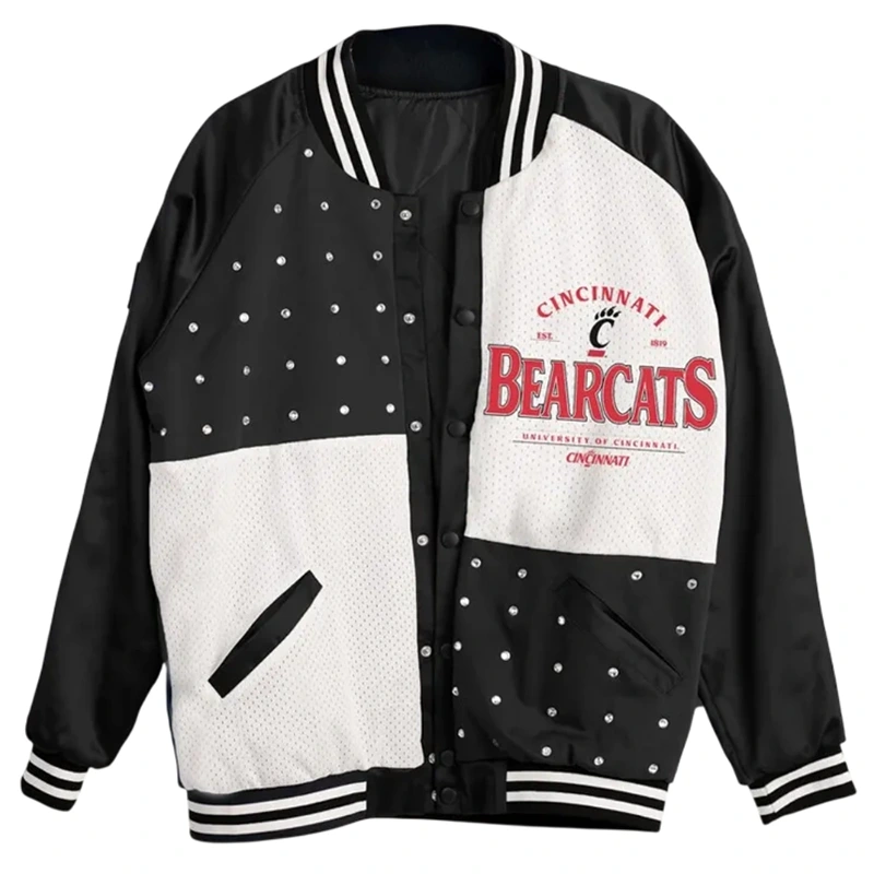 Cincinnati Bearcats Inner Drive Varsity Rhinestone Black Jacket