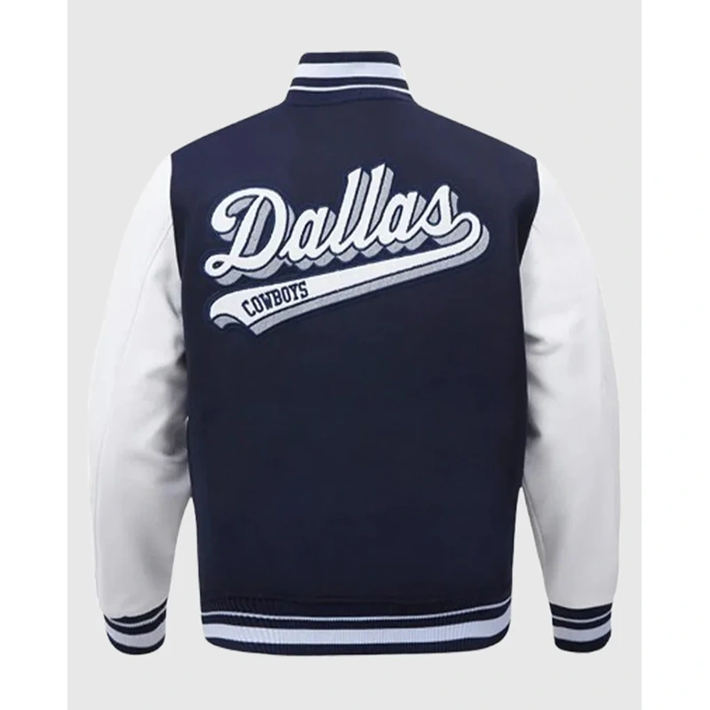Dallas Cowboys Script Tail Classic Rib Varsity Jacket - Image 4