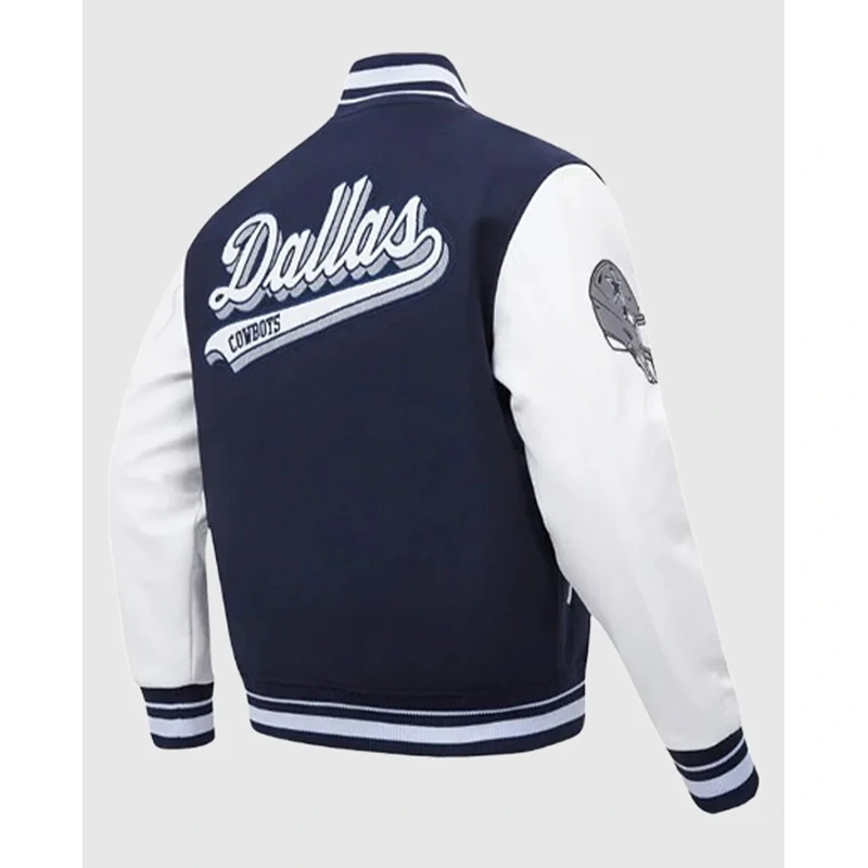 Dallas Cowboys Script Tail Classic Rib Varsity Jacket - Image 3