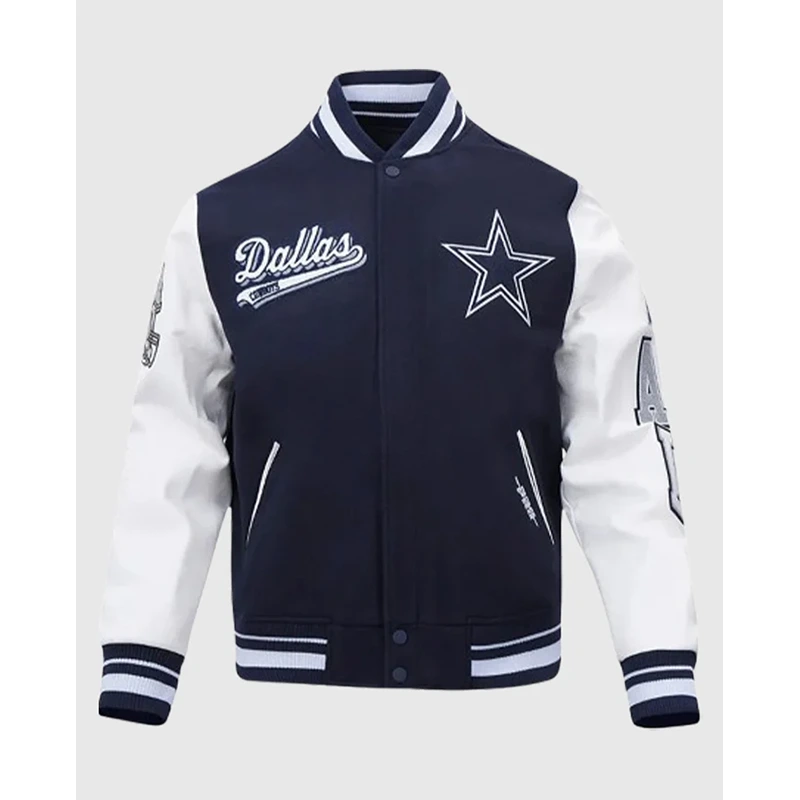 Dallas Cowboys Script Tail Classic Rib Varsity Jacket