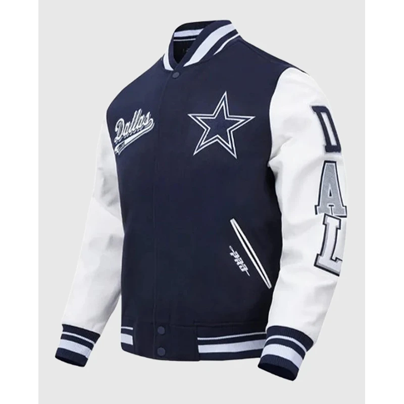 Dallas Cowboys Script Tail Classic Rib Varsity Jacket - Image 2