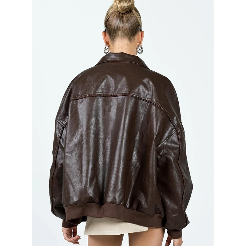 Goldsmith Faux Leather Bomber Jacket - Image 4