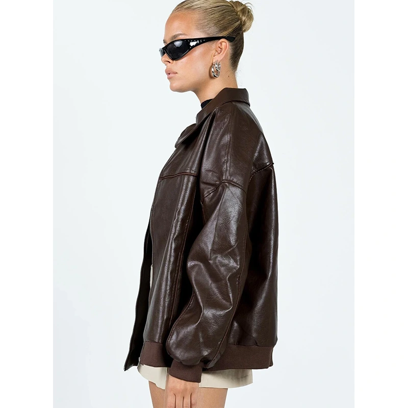 Goldsmith Faux Leather Bomber Jacket - Image 3