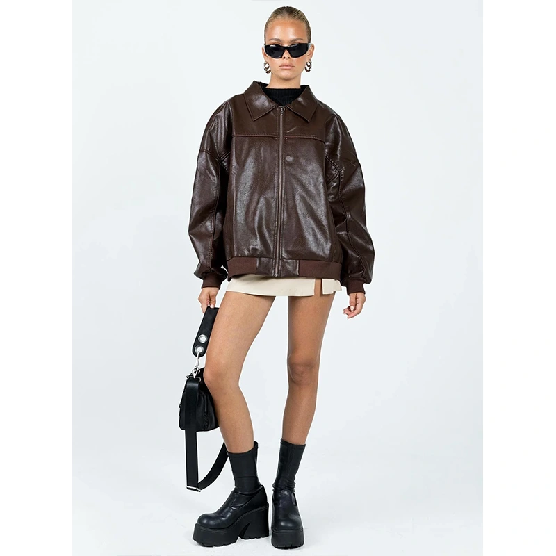 Goldsmith Faux Leather Bomber Jacket - Image 2