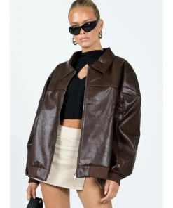 Goldsmith Faux Leather Bomber Jacket