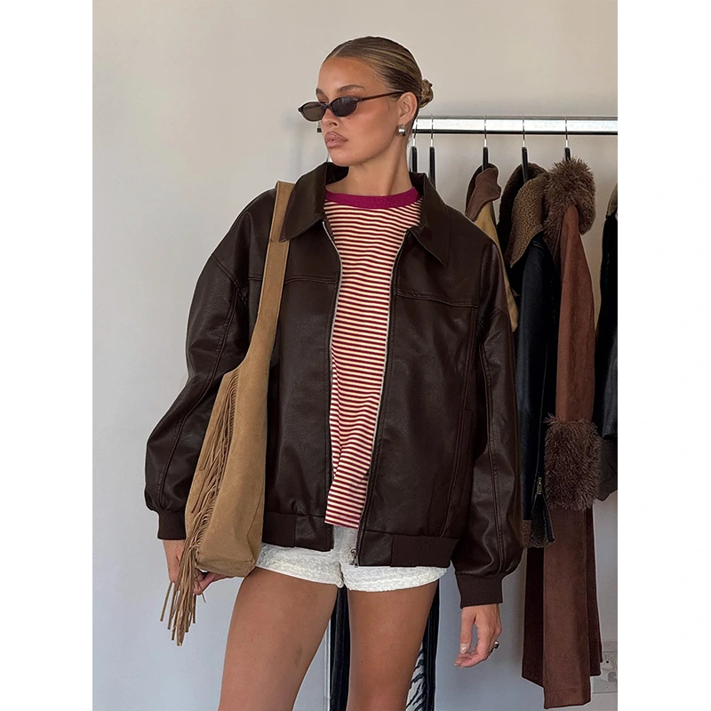 Goldsmith Faux Leather Bomber Jacket - Image 6