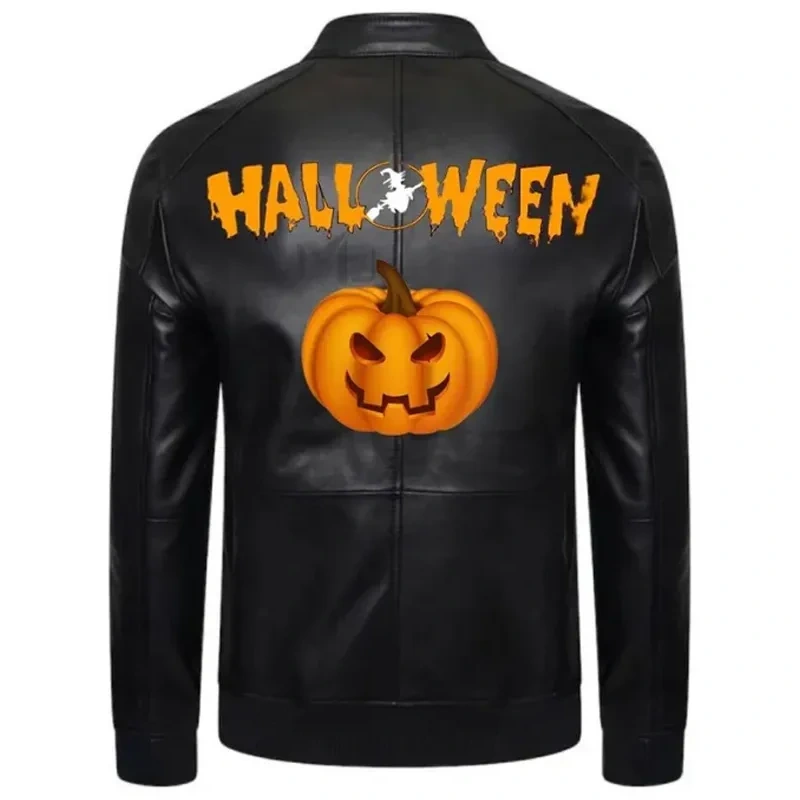 Halloween Black Leather Motorcycle Jacket - Image 2