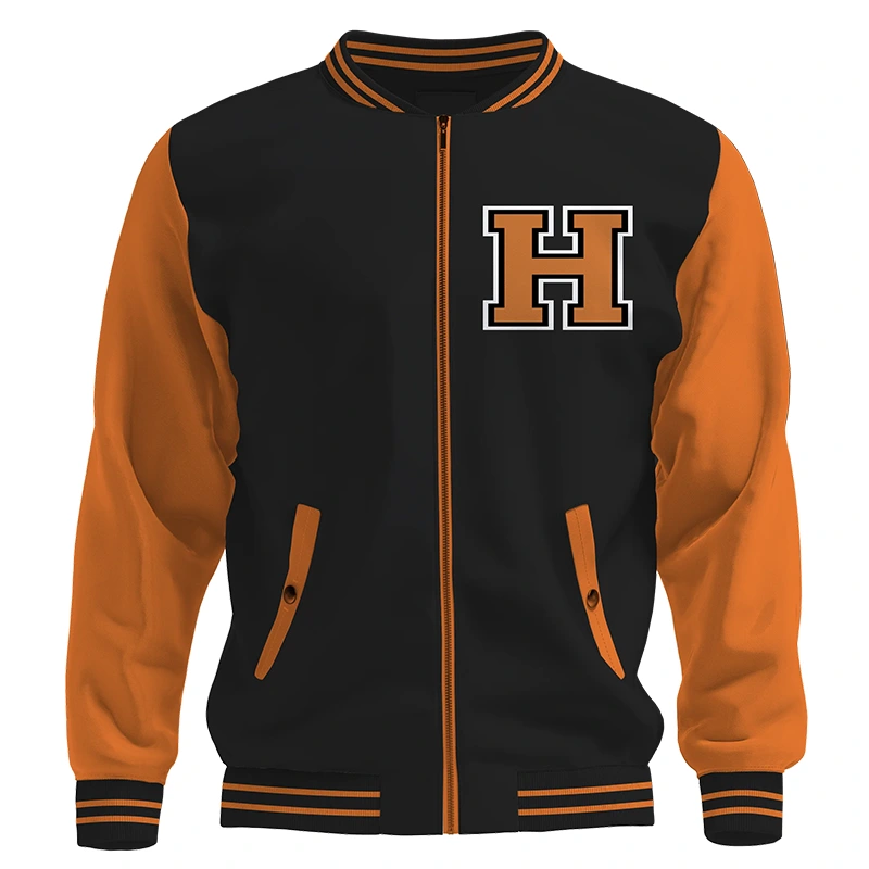 Halloween Pumpkin Letterman Varsity Black Jacket