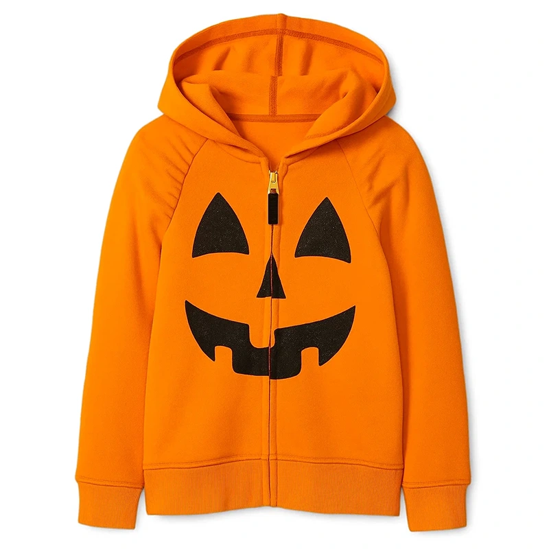 Halloween Pumpkin Orange Bomber Hooded Jacket