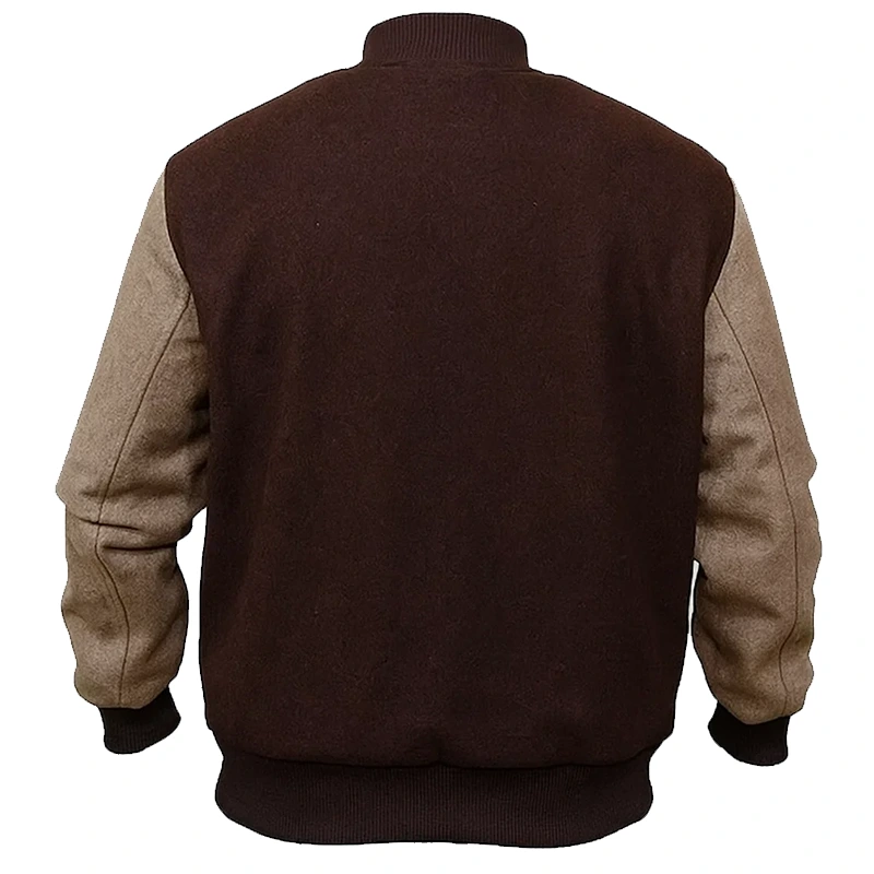 Handmade Hotline Miami Brown Varsity Jacket - Image 2