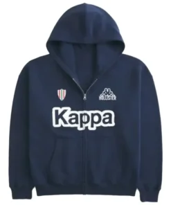 Hollister x Kappa Boxy Zip-Up Logo Graphic Hoodie