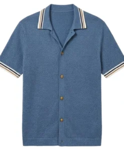 Home and Away 2026 Ryan Brown Blue Knitted Shirt