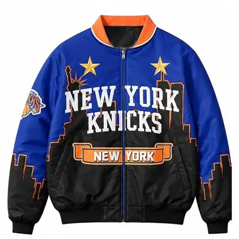 Karl-Anthony Towns NY Knicks Leather Bomber Jacket