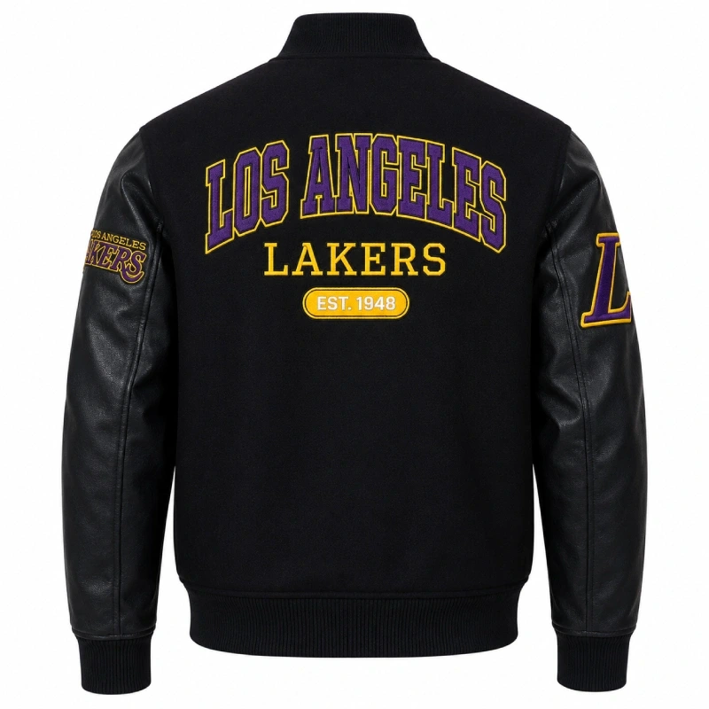 LA Lakers City Arch Black Varsity Jacket - Image 2