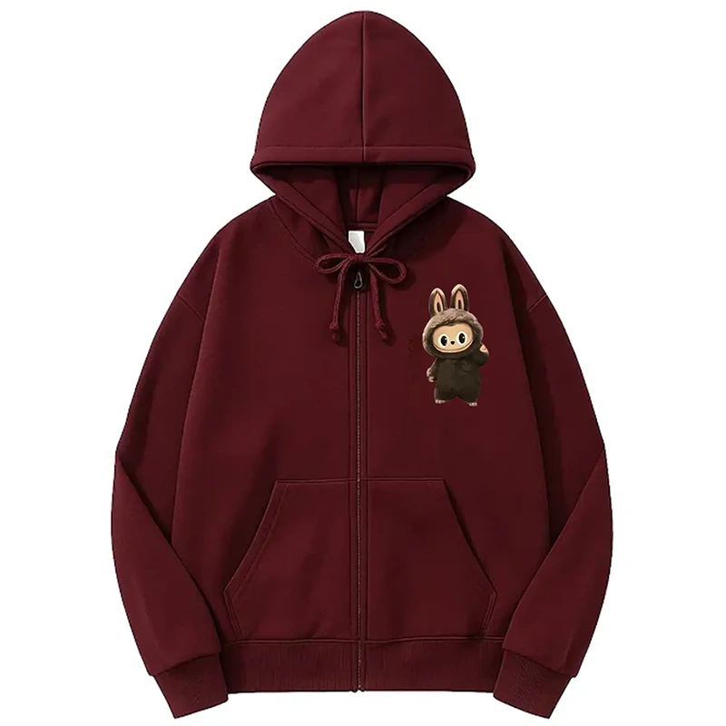 Labubu The Monster Burgundy Hoodie - Image 2