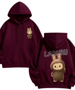 Labubu The Monster Burgundy Hoodie