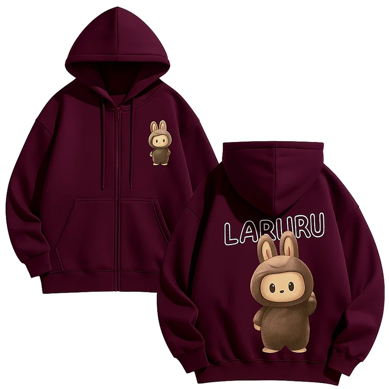 Labubu The Monster Burgundy Hoodie
