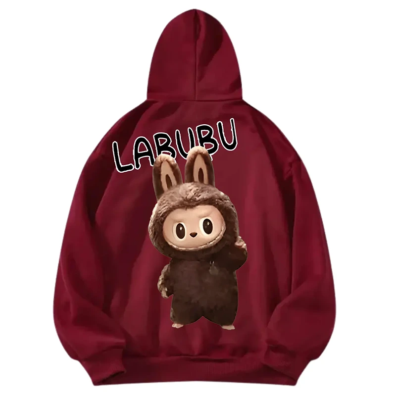Labubu The Monster Burgundy Hoodie - Image 3