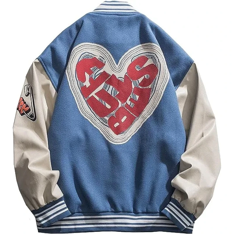 Letter Foaming Love Varsity Jacket - Image 2