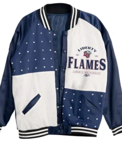 Liberty Flames Inner Drive Varsity Rhinestone Navy Jacket
