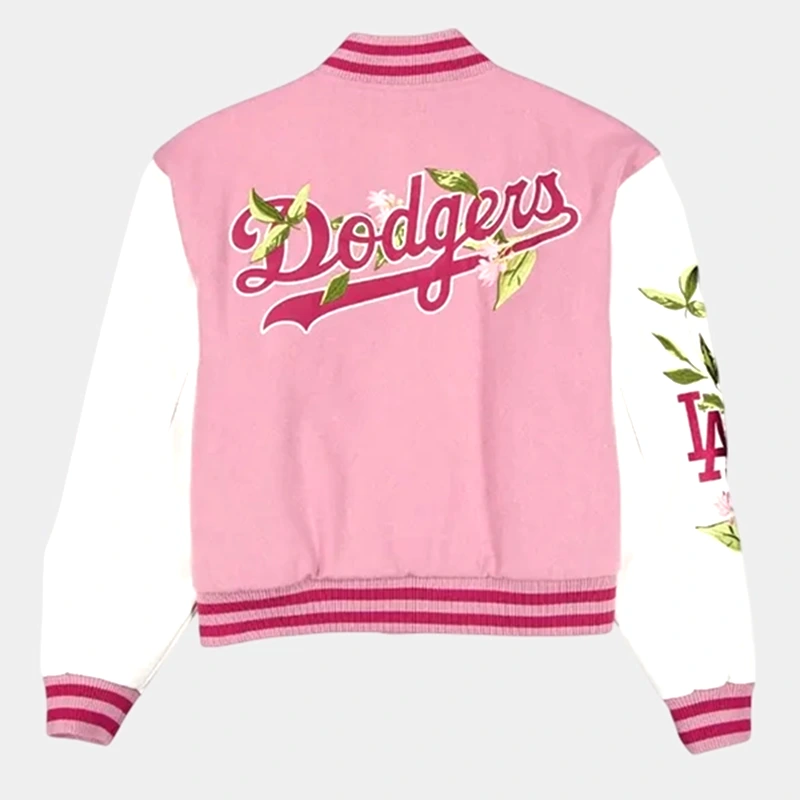 Los Angeles Dodgers Cosmetic Pink Floral Varsity Jacket - Image 2