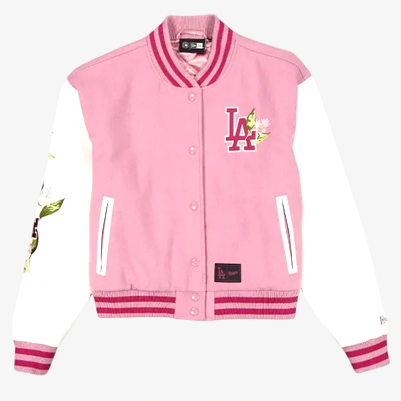 Los Angeles Dodgers Cosmetic Pink Floral Varsity Jacket