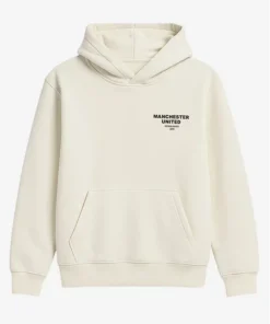 Manchester United Mens Back Print Cream Hoodie