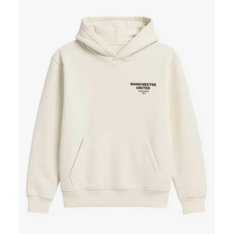 Manchester United Mens Back Print Cream Hoodie