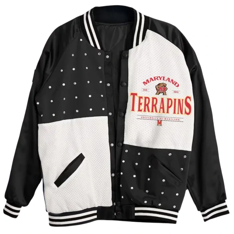 Maryland Terrapins Inner Drive Varsity Rhinestone Black Jacket