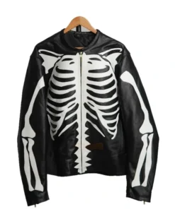 Men Skeleton Vanson Black Leather Jacket